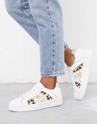 white and cheetah print sneakers