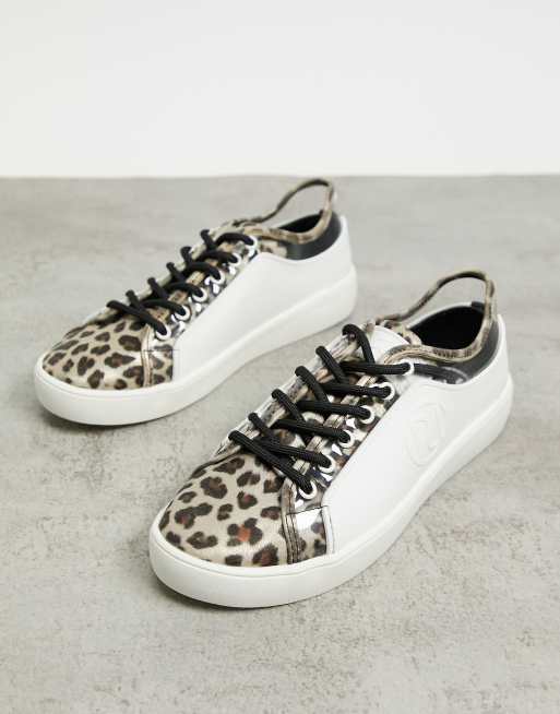 River island leopard store print trainers