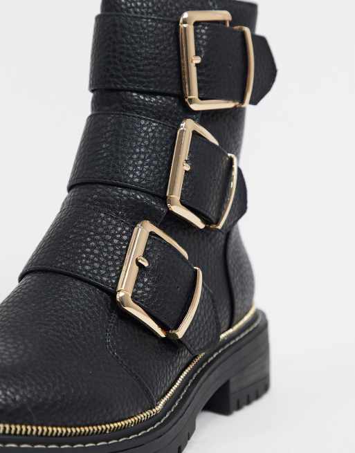 Triple buckle ankle store boots