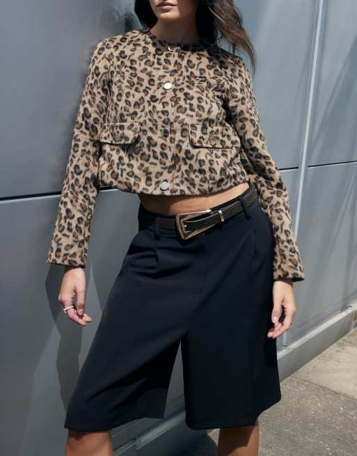 River Island – Trophy – Leopardmönstrad jacka utan krage, 3 av 3