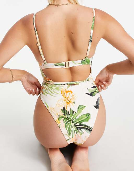 River island deals white floral swimsuit