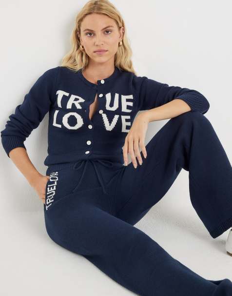 River Island True love cardigan trousers set in navy - view 1