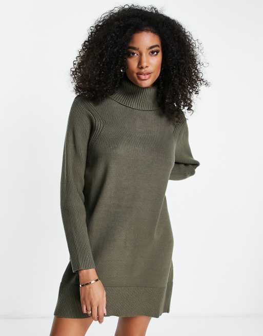 River Island - Trui-jurk met vleermuismouwen in kaki, 2 van 4