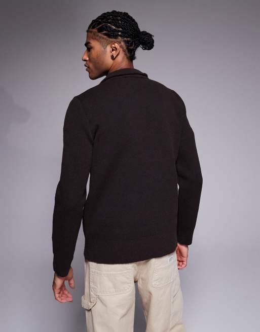 River Island - Trui met halve rits en textuur in donkerbruin, 3 van 5
