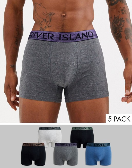 River Island trunks in grey 5 pack