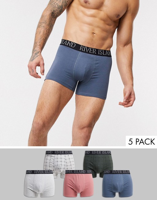 River Island trunks with contrast waistband 5 pack