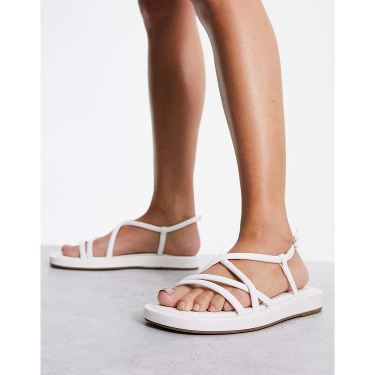 River Island tubular strap flat sandal in white ASOS