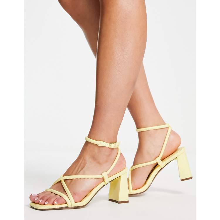 River Island tubular strap heeled sandal in light yellow