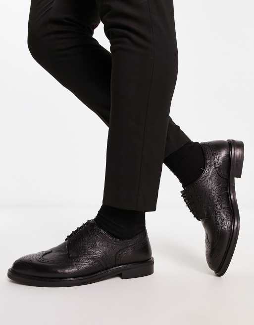 River Island tumbled brogue derby shoes in black | ASOS