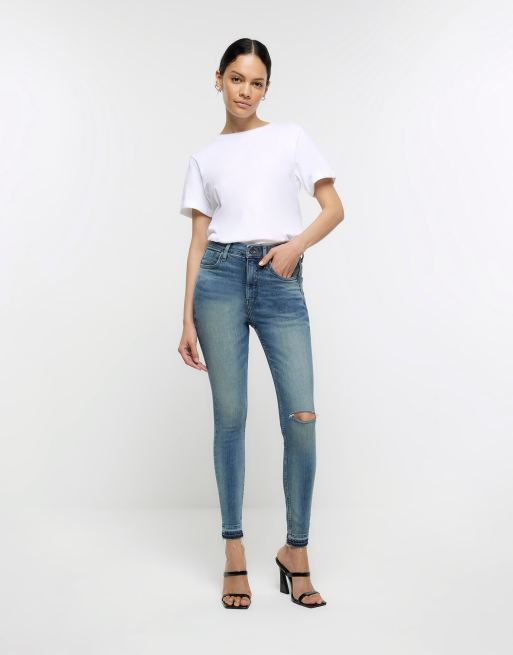 River Island tummy hold sculpt jeans in dark denim