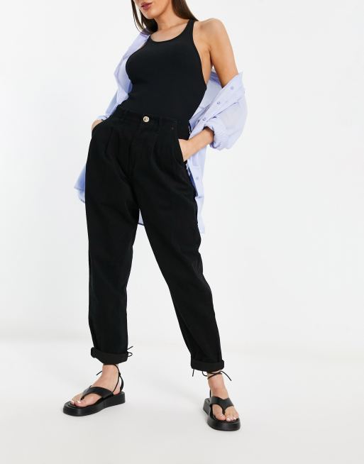 River Island turn up chino pants in black