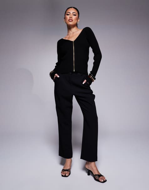 River Island tux cigarette trouser in black - view 1