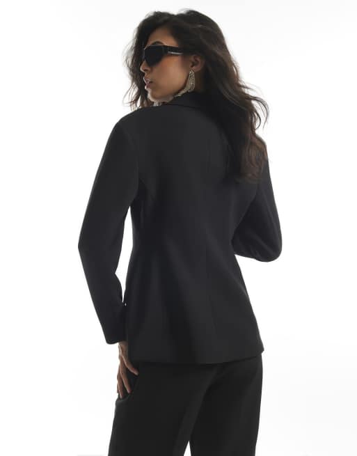 River Island Tux detail blazer in black, 4 of 4