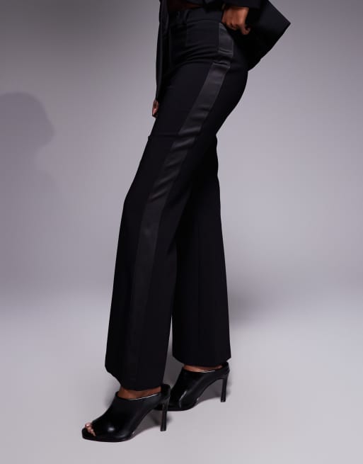 River Island tuxedo style straight leg trouser in black, 2 of 5