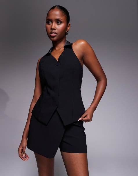 River Island tuxedo style waistcoat in black  - view 1