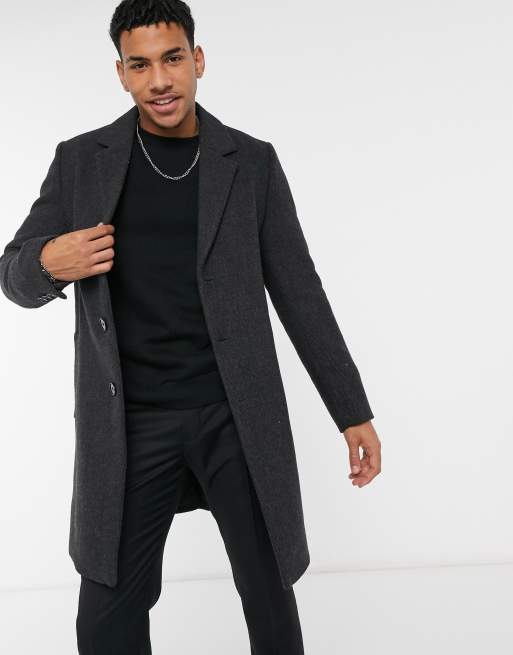 River island deals grey overcoat