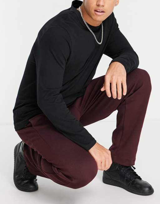 Men's Dark Red Slim Fit Dress Sweatpant