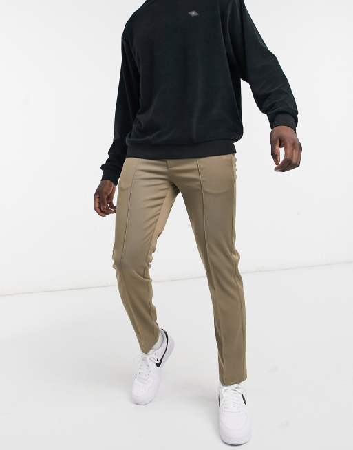 River Island twill sweatpants in tan ASOS