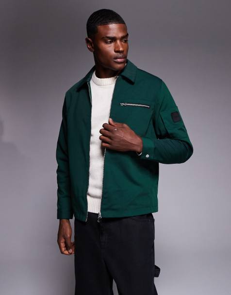 River Island twill tech shacket in green