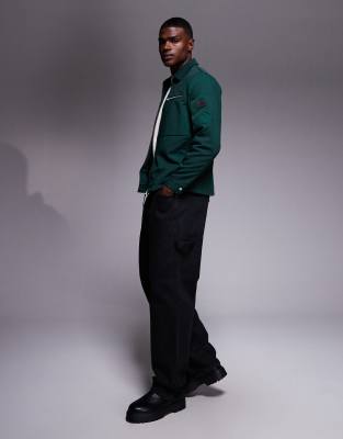 River Island Twill Tech Shacket In Green