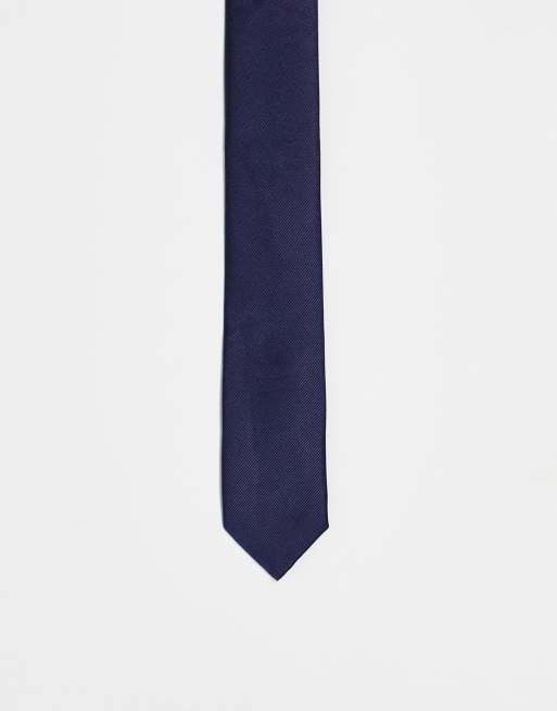 River Island twill tie in navy | ASOS