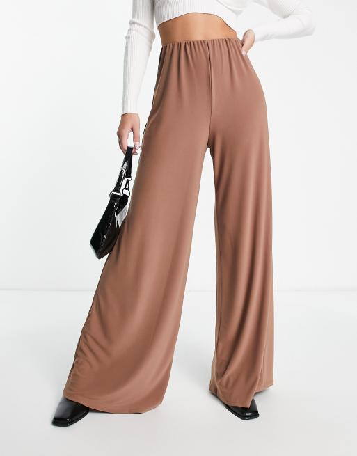 Brown Twill Pants - High Waisted Pants - Wide Leg Pants - Pants