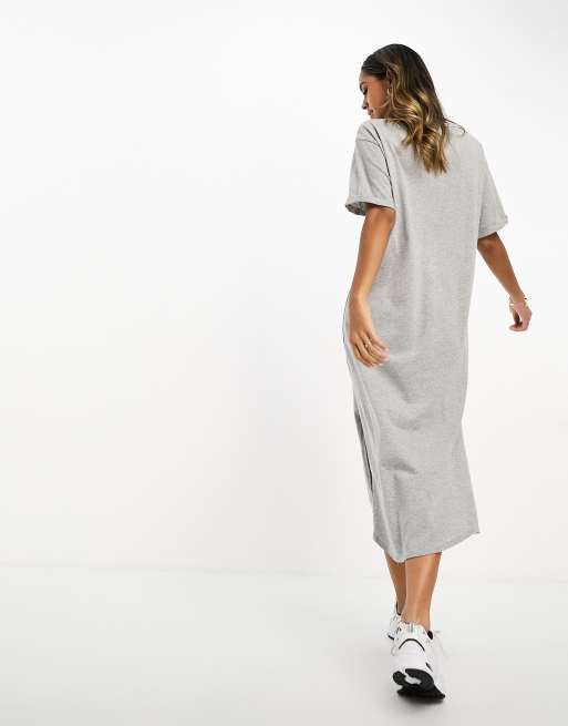River Island twist front midi t shirt dress in gray