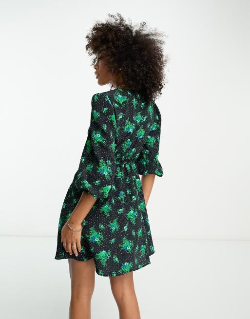 Wildflower Contour Print Twist Front Dress