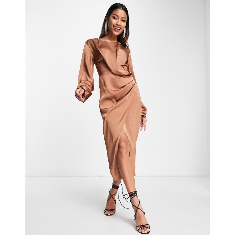 Long sleeve 2025 bronze dress