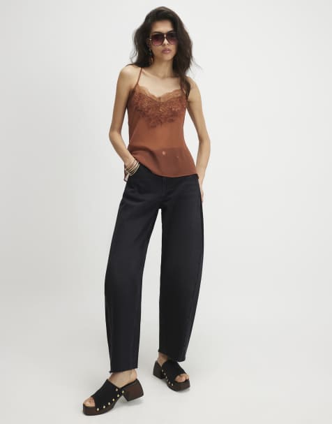 River Island Twist seam barrel leg jeans in black - view 1