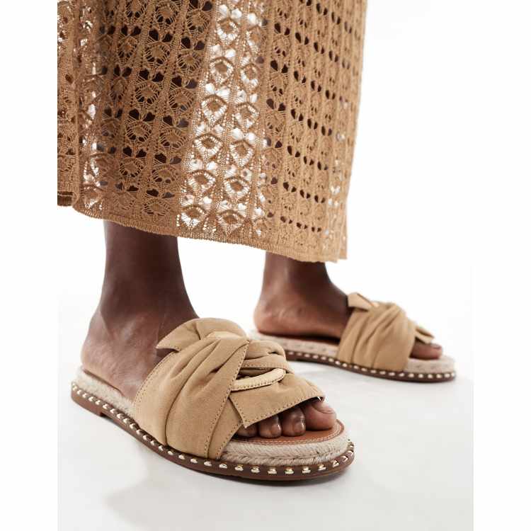 River Island twisted flat sandal in beige ASOS