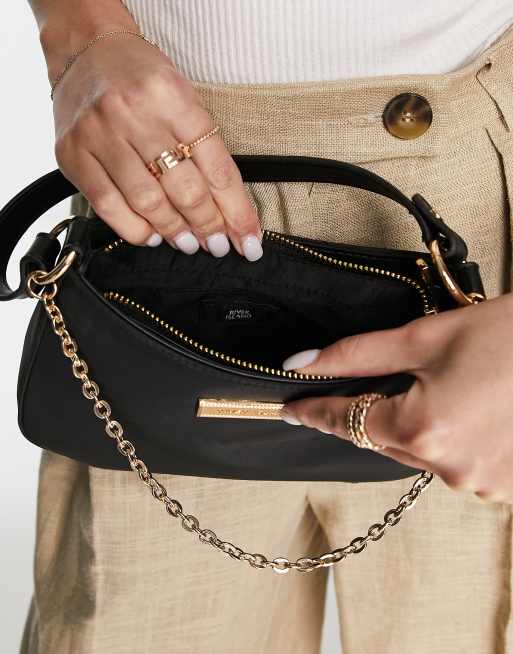 River Island – U-förmige Schultertasche mit Kettenriemen in Schwarz, 3 von 4