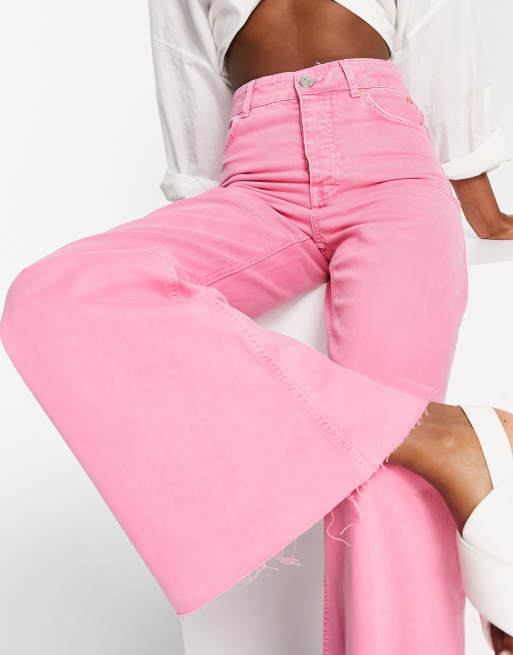 River Island ultra flare jean in bright pink