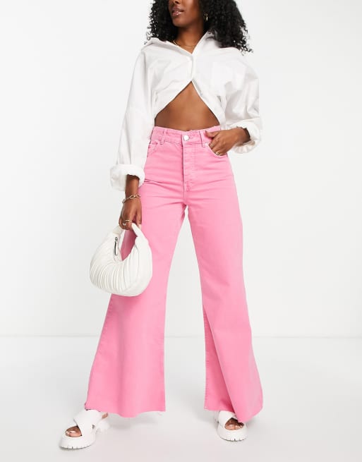 River Island ultra flare jean in bright pink