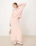[River Island] River Island ultra fluffy knitted maxi skirt in light pink (part of a set) L Light pink