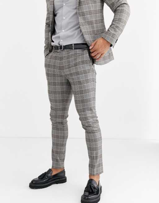 River Island - Geruit ultra-skinny kostuum in bruin, 3 van 3