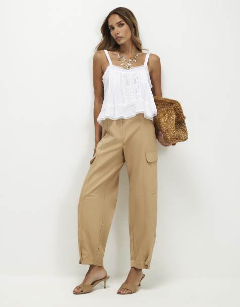 River Island Utility barrel leg trousers in brown - dark - view 1