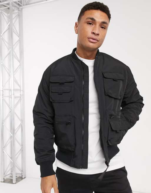 River Island utility bomber in black