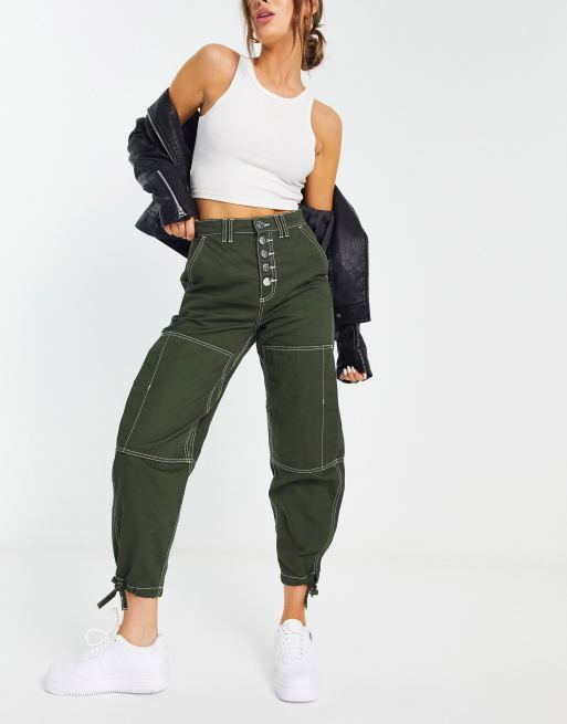 River island tapered hot sale cargo trousers in black