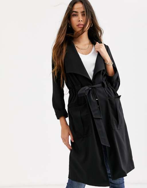 River Island utility duster coat in black | ASOS