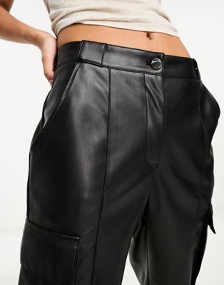 River Layne Boutique Keep It Real Faux Leather Cargo Pants L