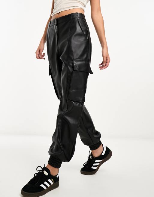 River Layne Boutique Keep It Real Faux Leather Cargo Pants L