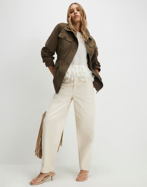 River Island Utility funnel jacket in khaki