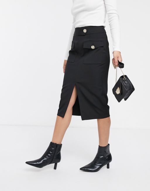 Black utility 2025 pencil skirt