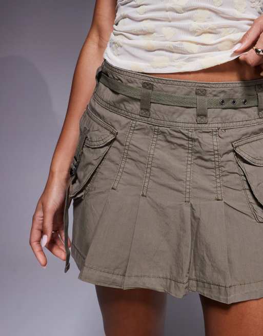 River Island utility mini skirt in khaki ASOS