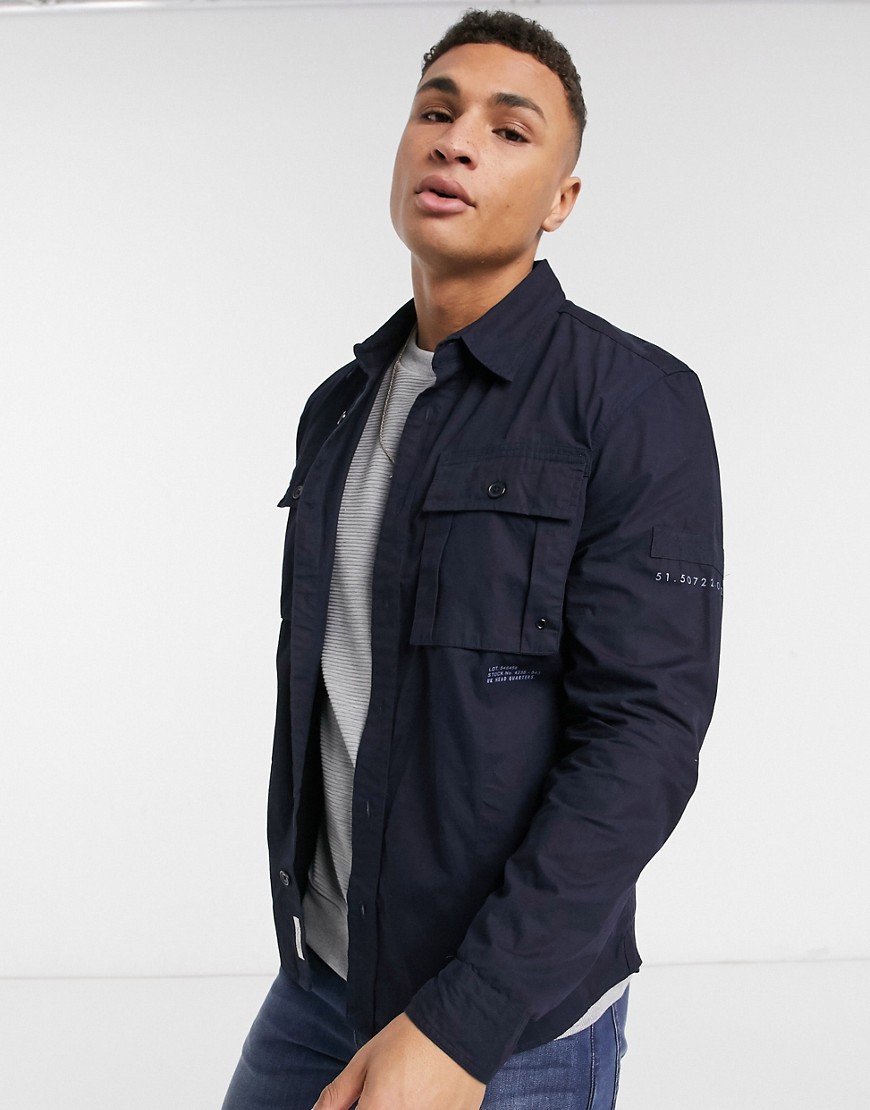 River Island utility overshirt in navy