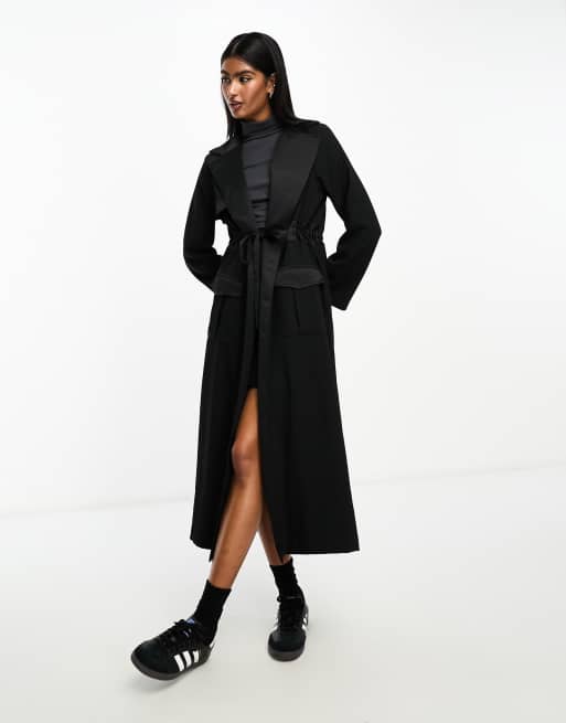 Asos black duster clearance coat