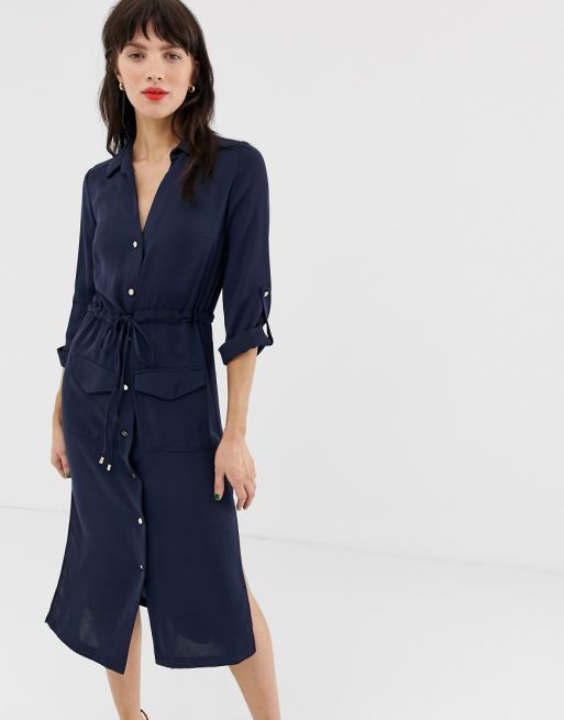 River Island utility shirt dress in navy ASOS River Island utility shirt dress in navy ASOS