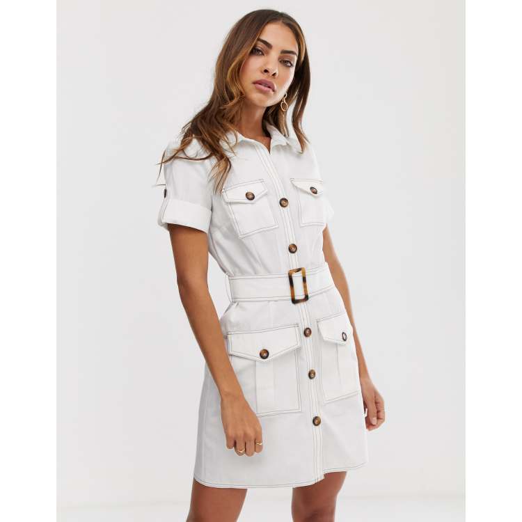 White utility sale shirt dress