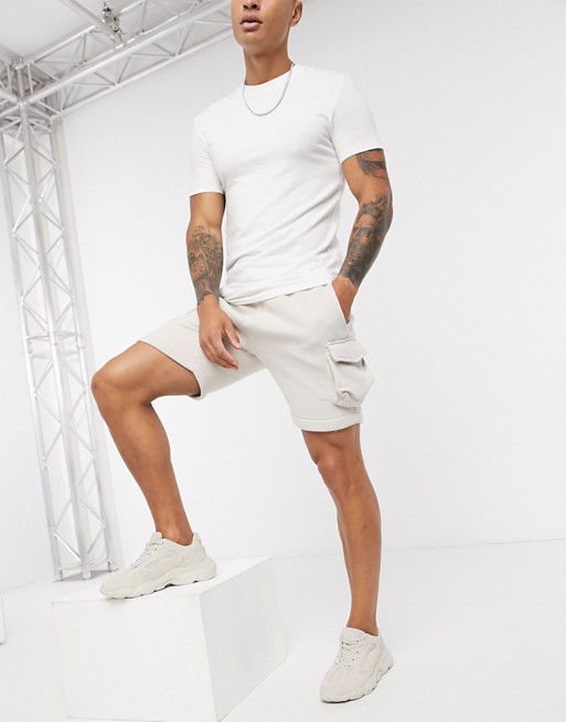 River Island utility shorts in stone